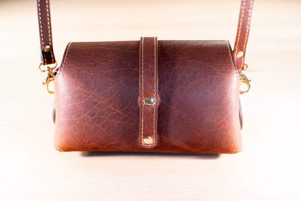 Bottom of Mini Crossbody Bag in Red Leather