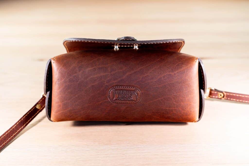 Bottom of Mini Crossbody Bag in Red Leather
