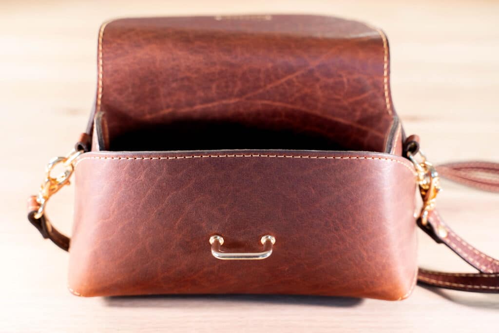 Front of Mini Crossbody Bag, Opened.