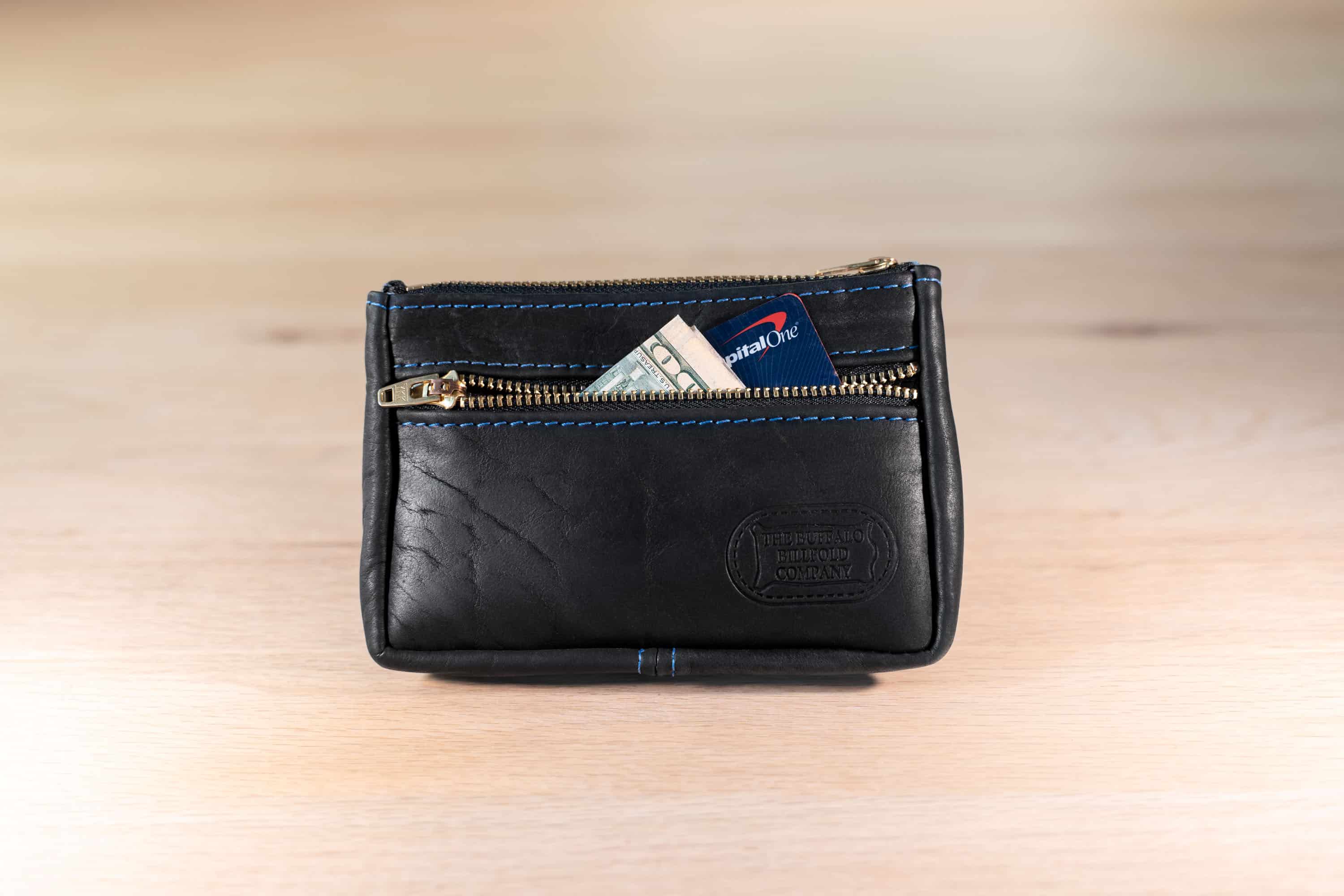 Small Black Leather Cash &Amp; Credit Clutch Pouch - Made In Usa Small Black Leather Cash &Amp; Credit Clutch Pouch - Made In Usa