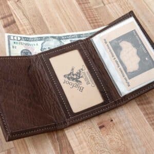 Inside of Brown Bigfoot Trifold Leather Wallet