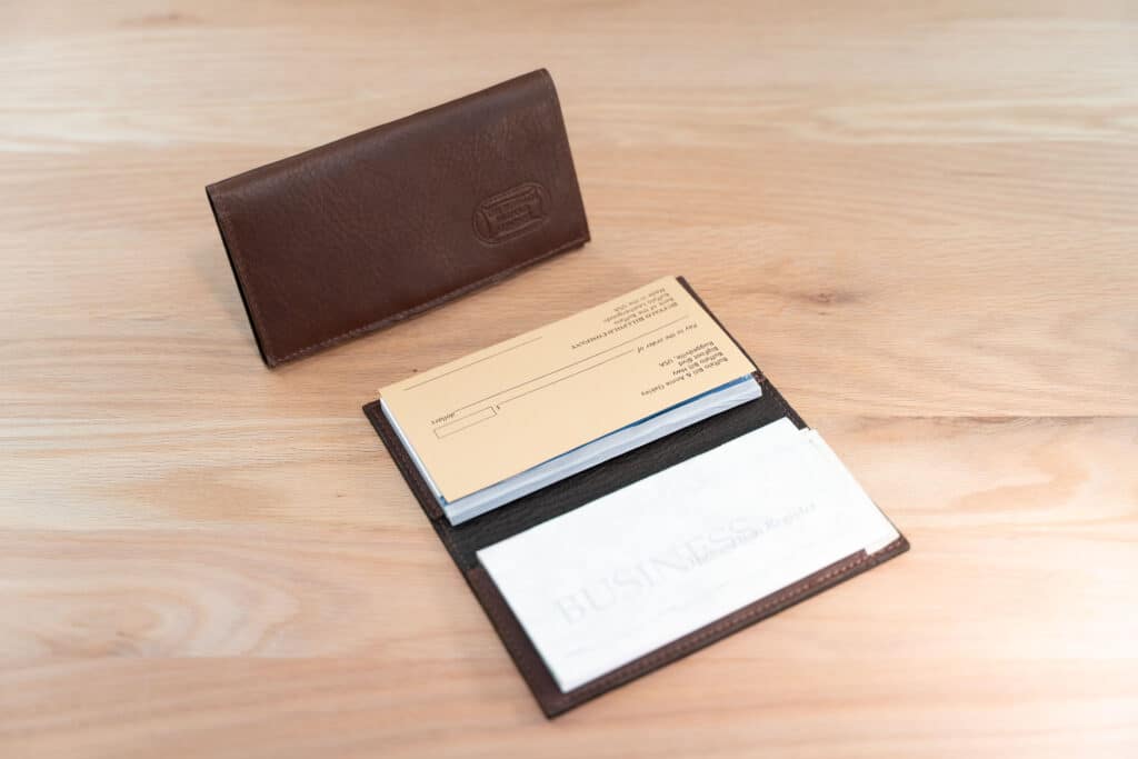 Leather Checkbook Cover With Bill Holder - Check Book Register