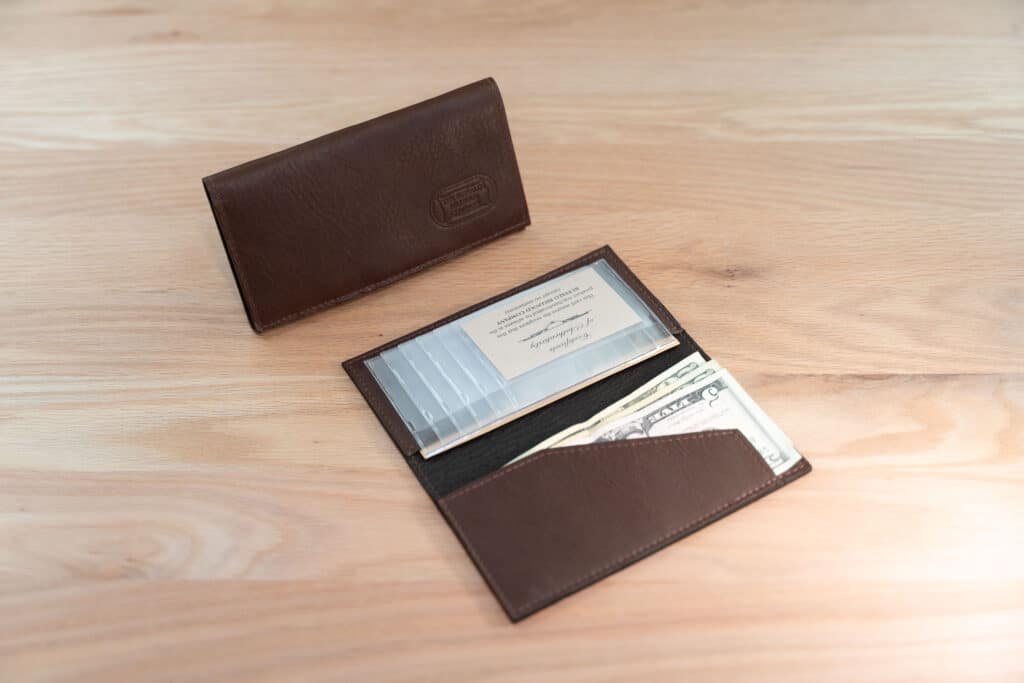 Leather Checkbook Cover With Bill Holder - Inside With Us Dollars