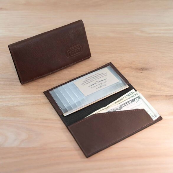 Leather Checkbook Cover with Bill Holder - Inside with US dollars