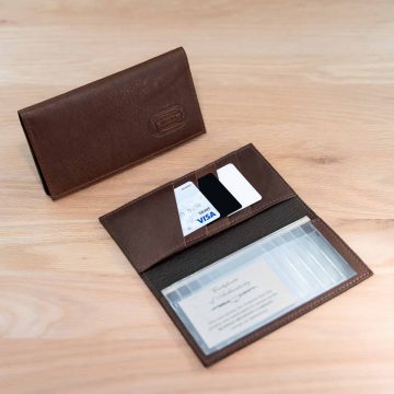 Leather Checkbook Cover With Card Slots - Brown - Made In Usa