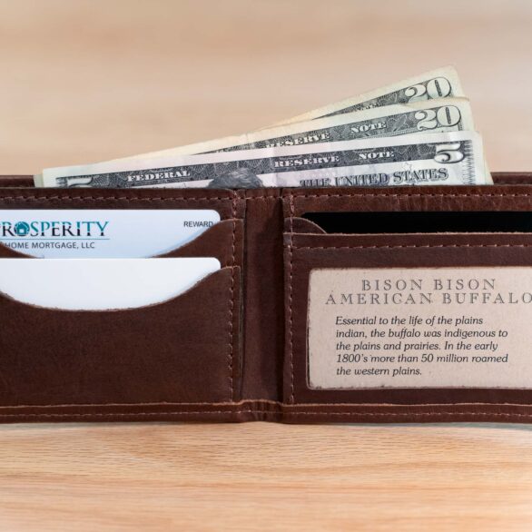 Mens Bifold Leather Wallet with ID Window - Brown