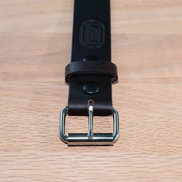 1.5 Inch Wide Mens Dark Brown Leather Belt with removable Steel Roller Buckle - Made in USA