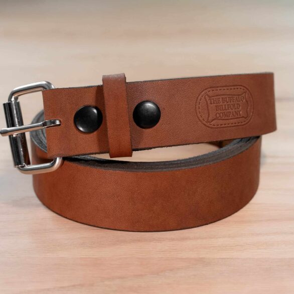 Mens Wide Leather Belt - Whiskey Tan Full Grain Leather - 1.5 inch wide - Made in USA
