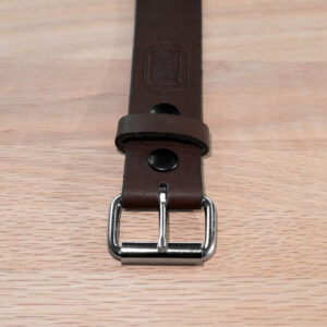 Mens wide brown leather belt with removable buckle - 1.5 inches