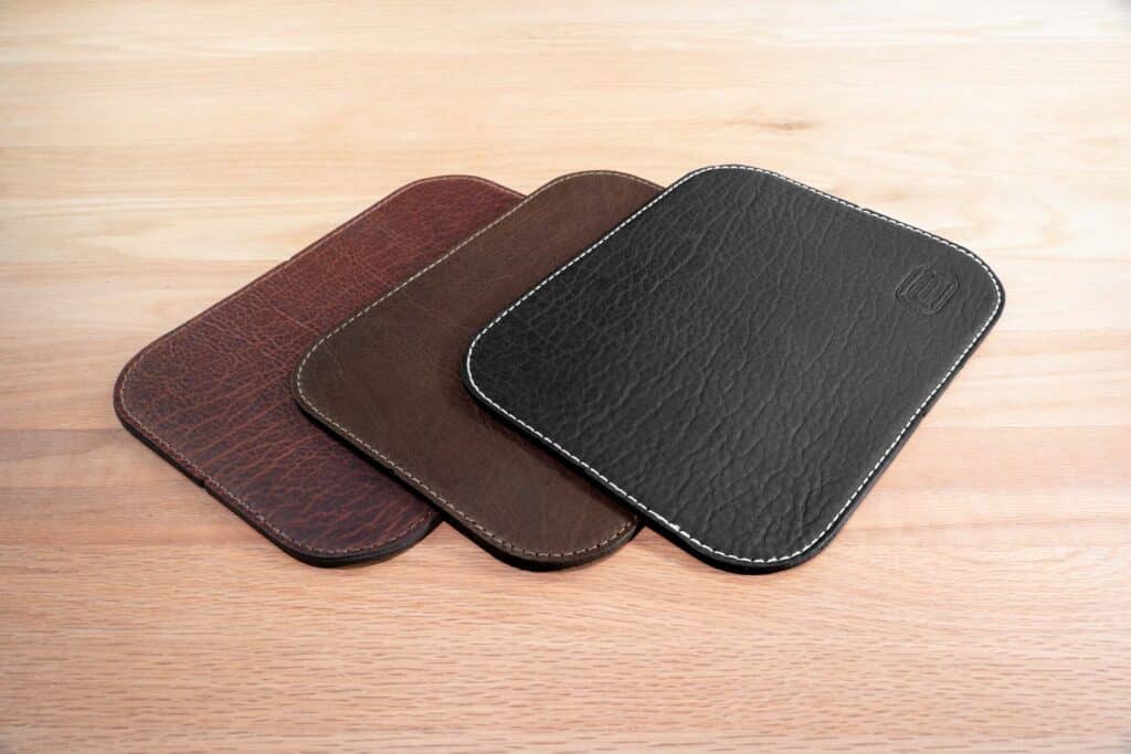 Premium Leather Mouse Pads - American Bison Leather - Colors: Brown, Black And American Chestnut