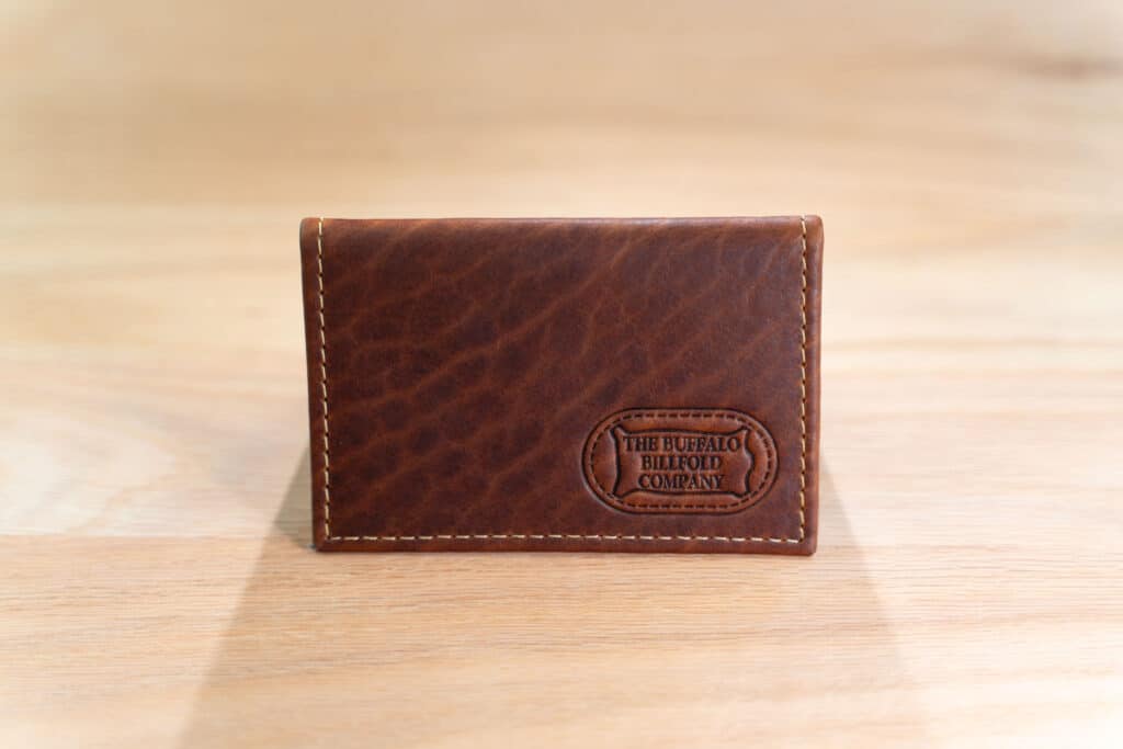Front Of The American Chestnut Bifold Leather Card Holder With Id Window