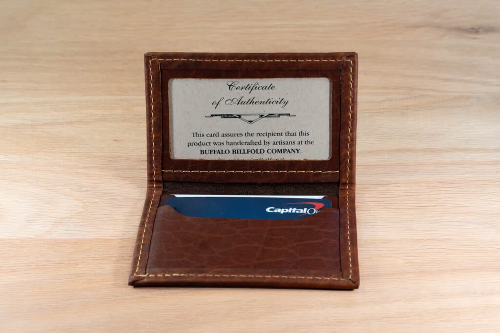 Id Window In The American Chestnut Bifold Leather Card Holder