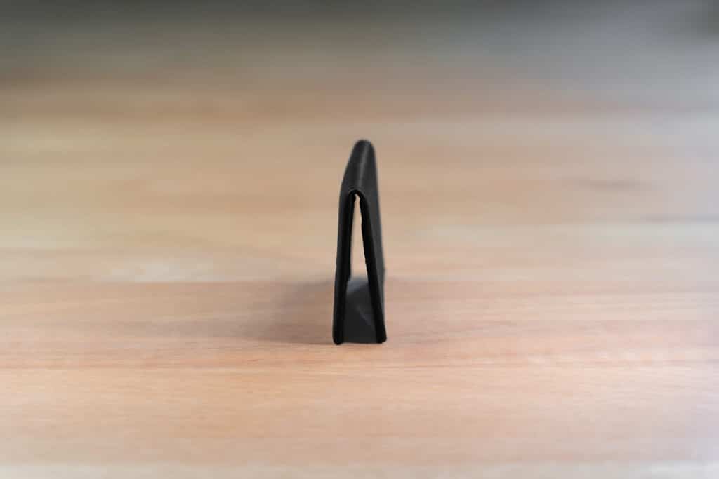 Slim Profile Of The Black Bifold Leather Card Holder With Id Window