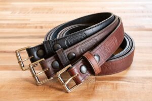 Bison Leather Belts - Made In Usa - Black, Brown, Red
