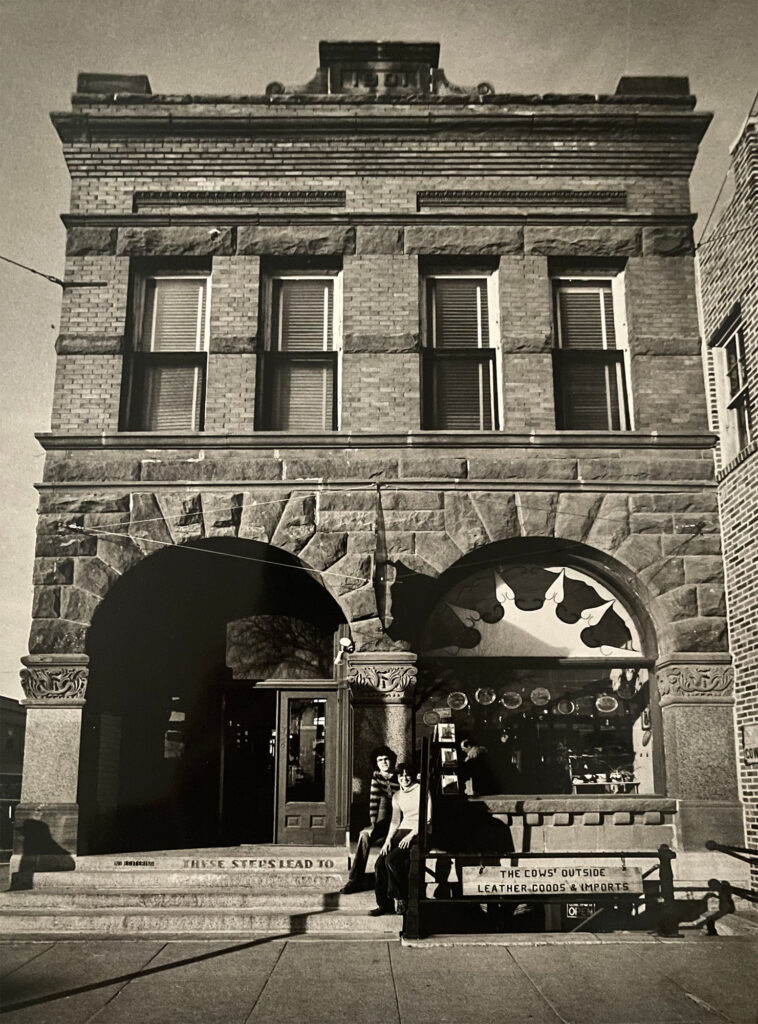 Bill And Lauri In Front Of The Cow'S Outside - Historic Citizens National Bank Building