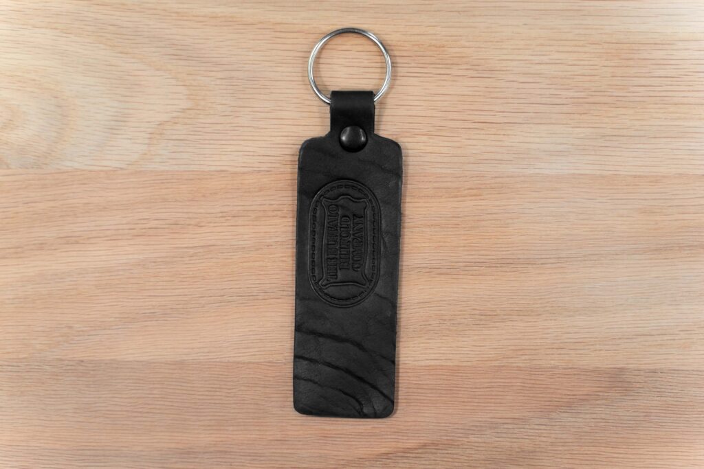 Bison Leather Keychain - Black - Rectangular - Full Grain Leather Bison Leather Keychain - Black - Rectangular - Full Grain Leather