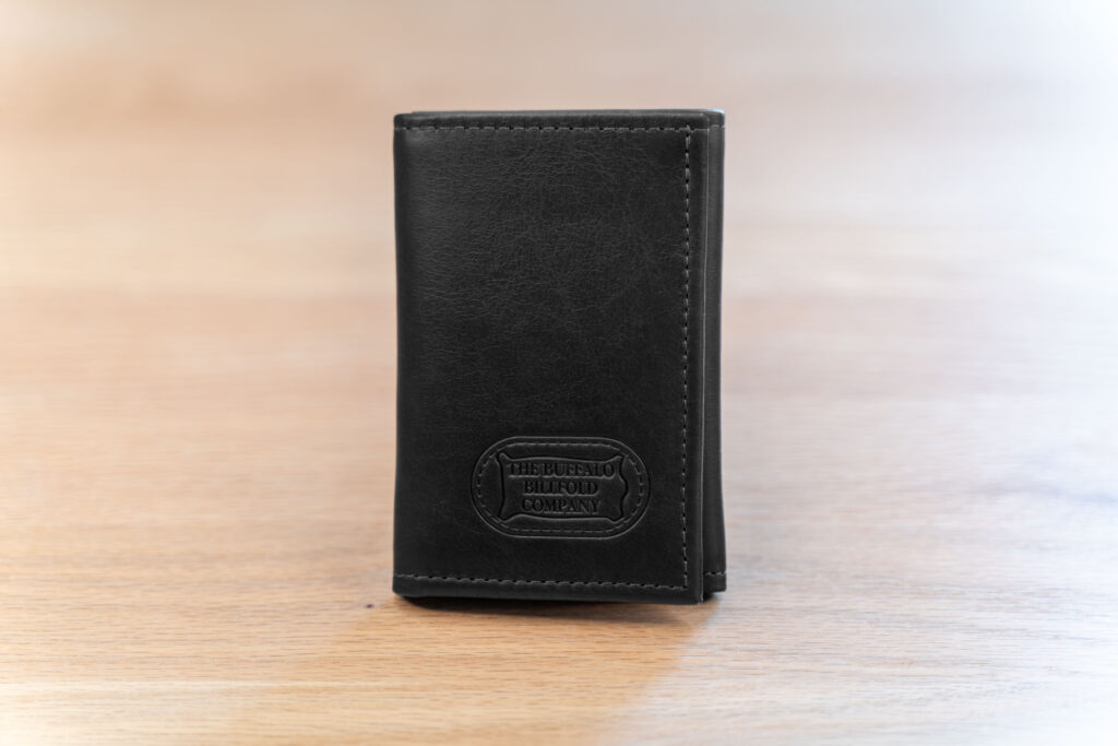 Vertical Leather Trifold Wallet | Full-Grain Bison - Made In USA