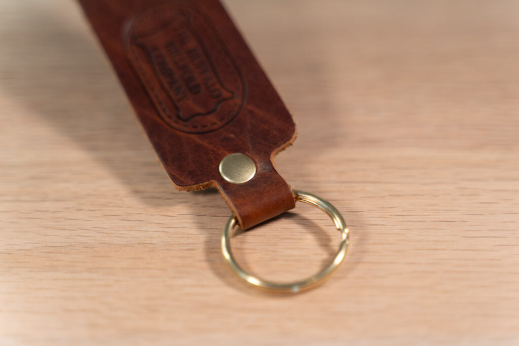 Bison Leather Keychain - American Chestnut - Rectangular Strap - Brass Bison Leather Keychain - American Chestnut - Rectangular Strap - Brass