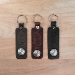 American Bison Leather Keychain with Buffalo Nickel - Made in USA