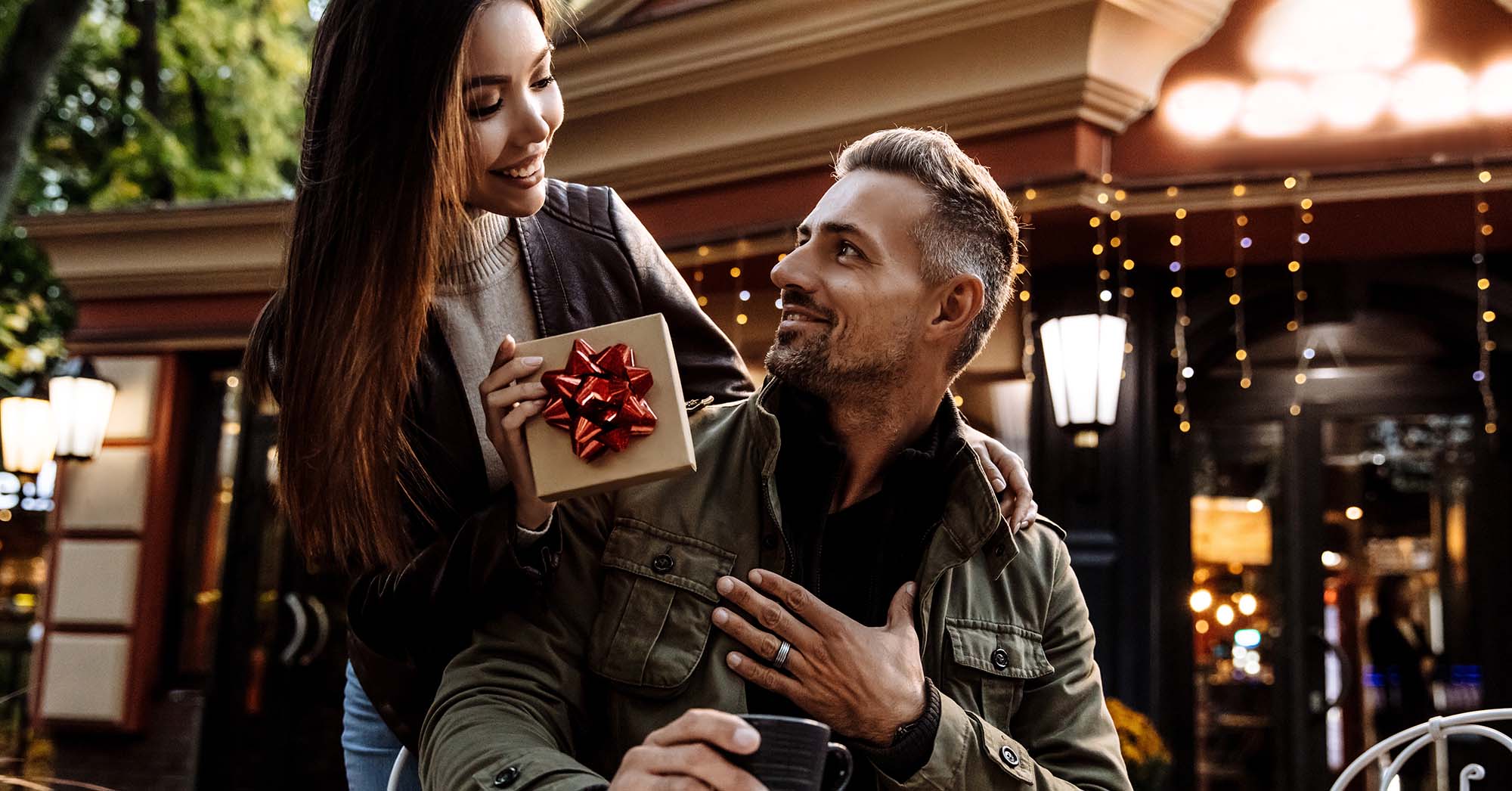 Leather Gifts Woman Giving Man Leather Anniversary Gift