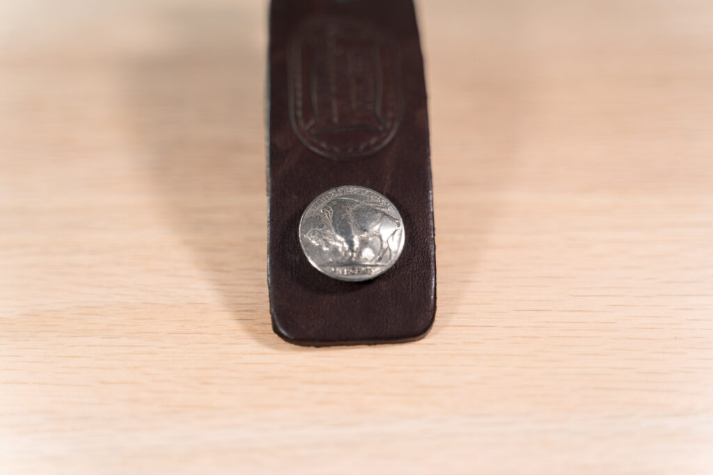 Buffalo Nickel On Rectangular Brown Leather Keychain Buffalo Nickel On Rectangular Brown Leather Keychain