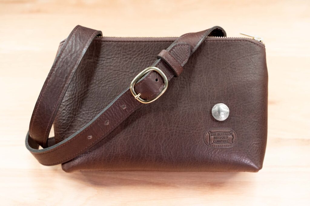 Southern-Prairie-Crossbody-Leather-Purse-Brown-Made-Usa Southern Prairie Crossbody Leather Purse - Everyday Carry Bag - Full Grain American Bison - Made Usa