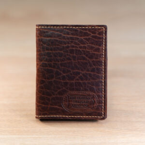 Vertical Bifold Wallet - Bison Leather - American Chestnut Red - Made in USA