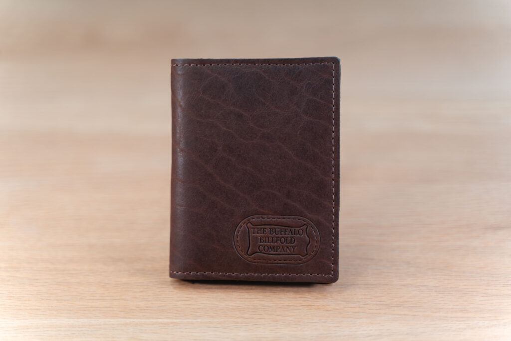 Vertical Bifold Wallet - Bison Leather - Brown - Made In Usa Vertical Bifold Wallet - Bison Leather - Brown - Made In Usa