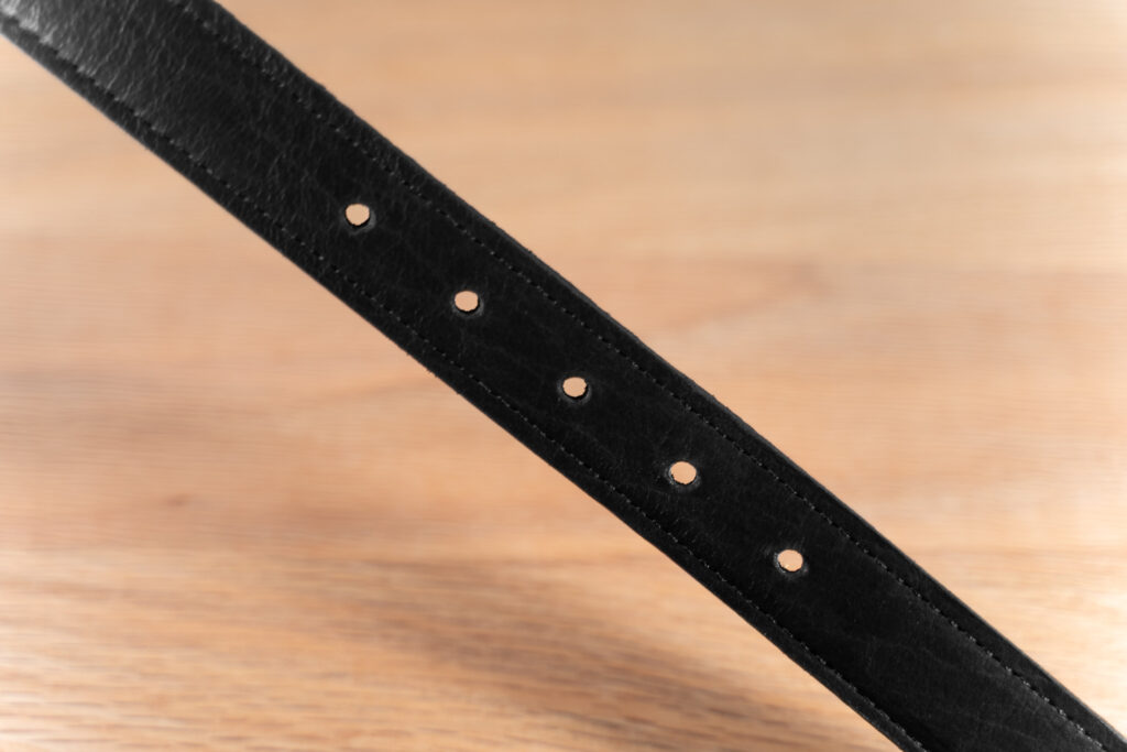 Full Grain Leather Dress Belt With Five Holes Spaced 1 Inch Apart Full Grain Leather Dress Belt With Five Holes Spaced 1 Inch Apart