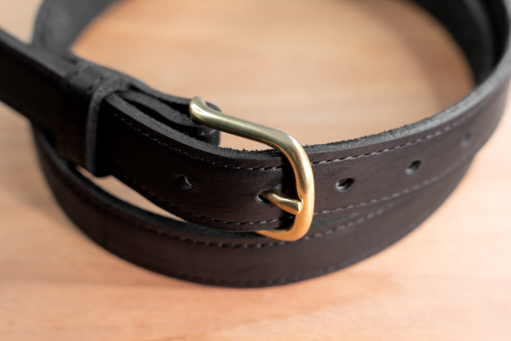 Solid Brass Buckle On Black Full Grain Leather Dress Belt Solid Brass Buckle On Black Full Grain Leather Dress Belt