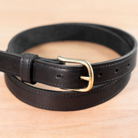 Full Grain Leather Dress Belt - 1 inch wide - Black - Made in USA