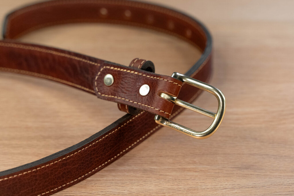 Full Grain Leather Dress Belt With Solid Brass Buckle And Rivets - Made In Usa Full Grain Leather Dress Belt With Solid Brass Buckle And Rivets - Made In Usa