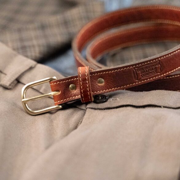 Full Grain Leather Dress Belt with Mens Pants and Sport Coat