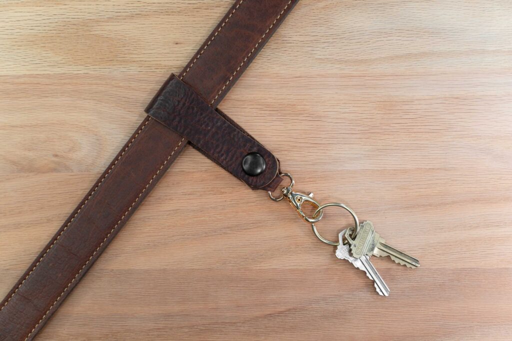 Leather Belt Key Holder - American Chestnut - On Matching Belt Leather Belt Key Holder - American Chestnut - On Matching Belt