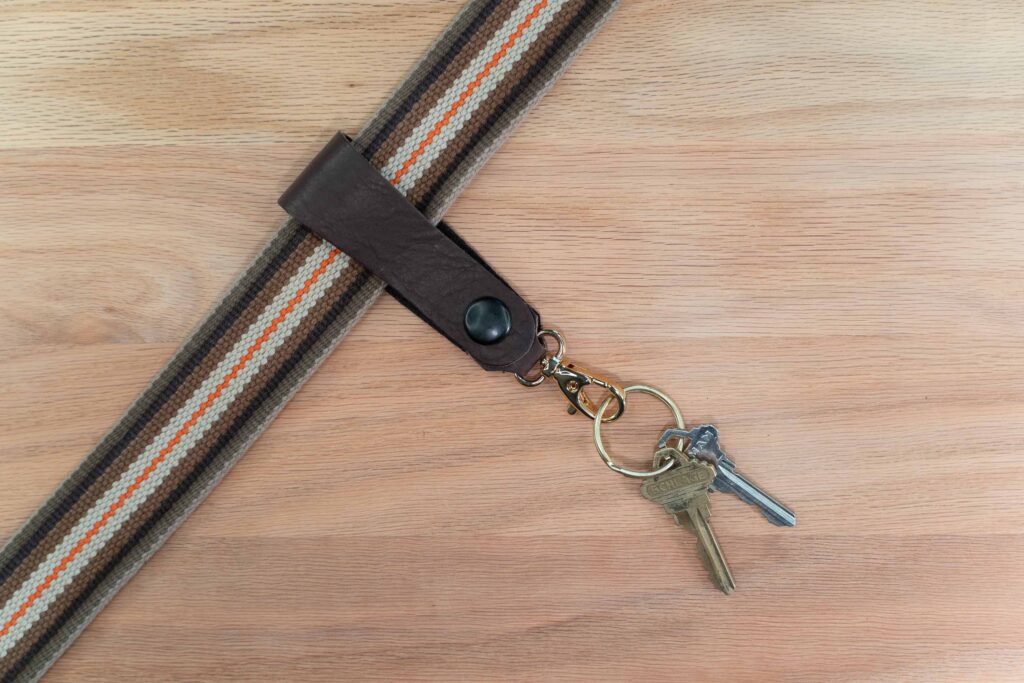 Leather-Belt-Key-Holder-Brown-On-Belt-01 Leather Belt Key Holder - Full Grain Leather - Made In Usa