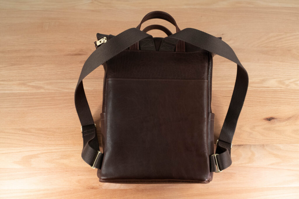Back View Of Northbound Bison Leather Backpack