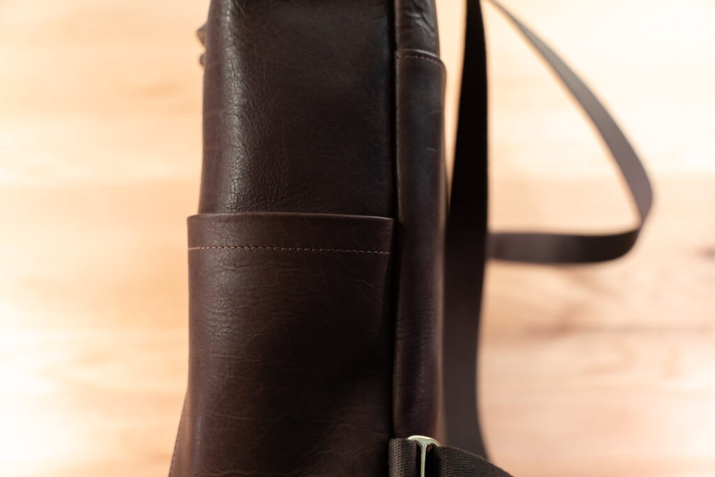 Northbound Backpack Right Side Pocket Right Side Pocket On Northbound Bison Leather Backpack