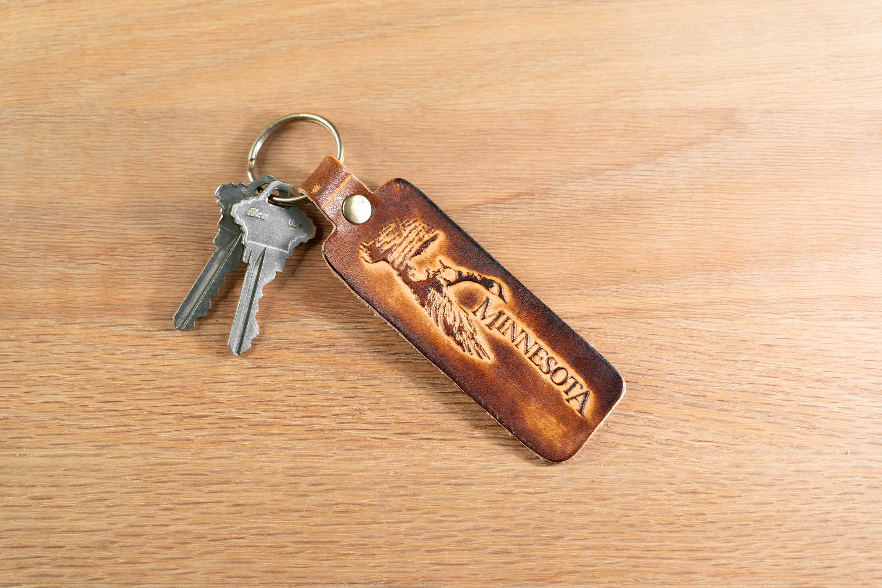 Giant Of Rochester - Minnesota Goose Keychain Leather Keychain With Image Of Goose And The Word Minnesota