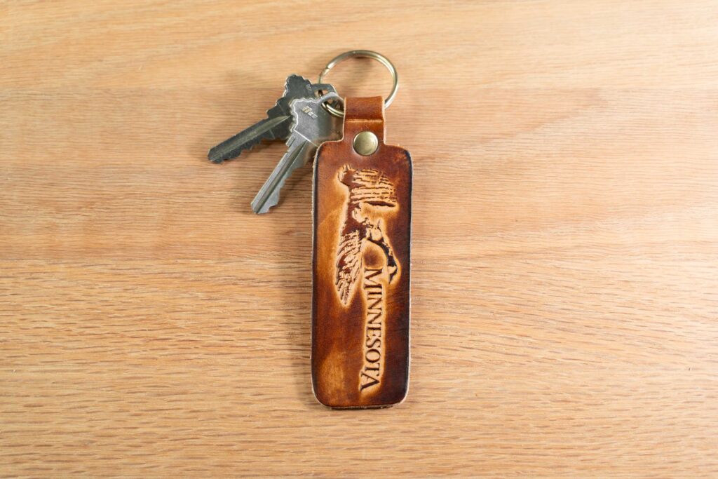 Leather-Keychain-Goose-Made-Minnesota Minnesota Keychains - Full Grain Leather - Made In Minnesota