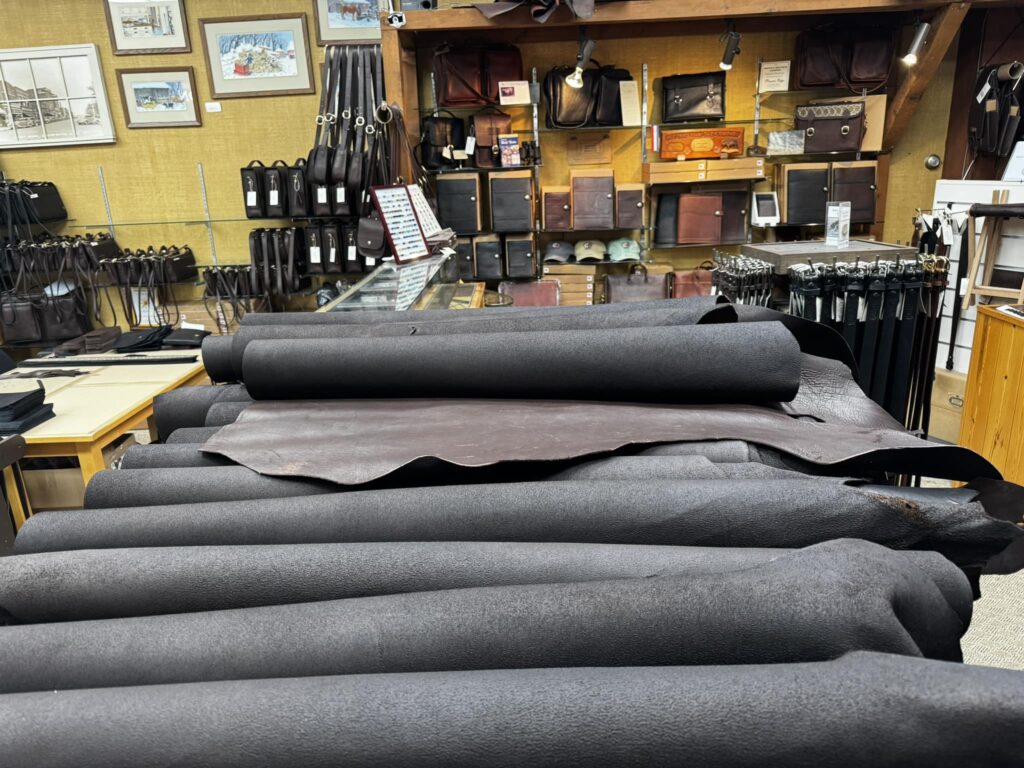 Rolled Bison Leather Hides Rolled Up Bison Leather Hides Just Unpacked From Delivery At Buffalo Billfold Company